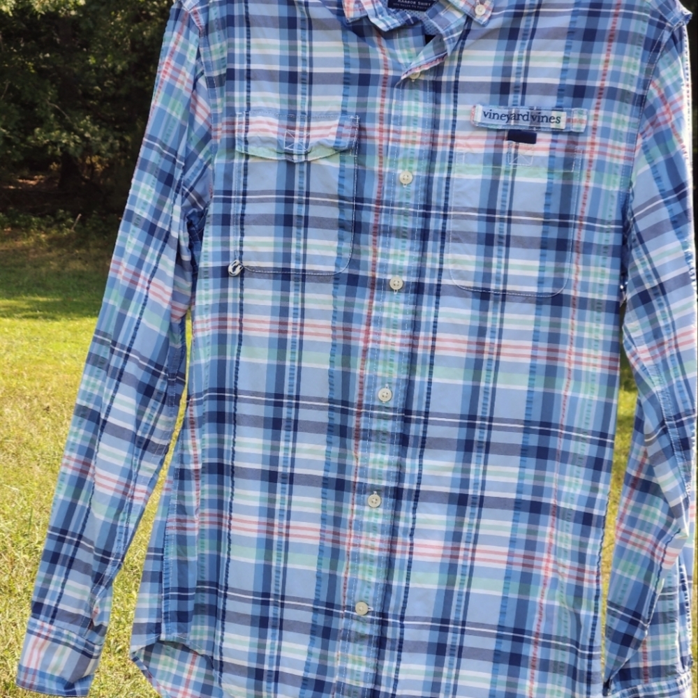 Vineyard Vines Harbor Plaid Madras Shirt XS